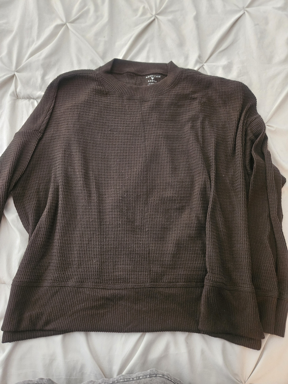 American Eagle Outfitters Brown Waffle Long Sleeve Tee